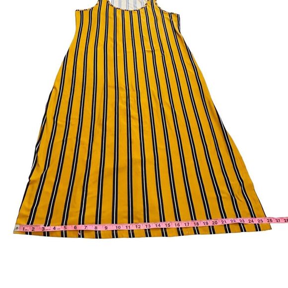 10/$25🦋 LOVE Mustard Yellow & Navy Blue Striped Sleeveless Maxi Dress - Size 1X - Picture 13 of 15